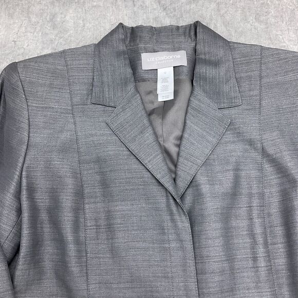 Liz Claiborne Pant Suit Women 12 Gray Shimmer Mohair‎ Wool 2pc Party Career - Picture 4 of 16